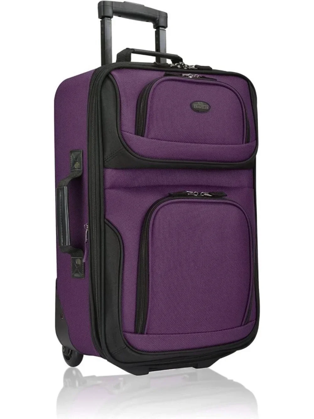 Lightweight Softside Rolling Carry-On Suitcase, 2-Wheel, Purple - Travel